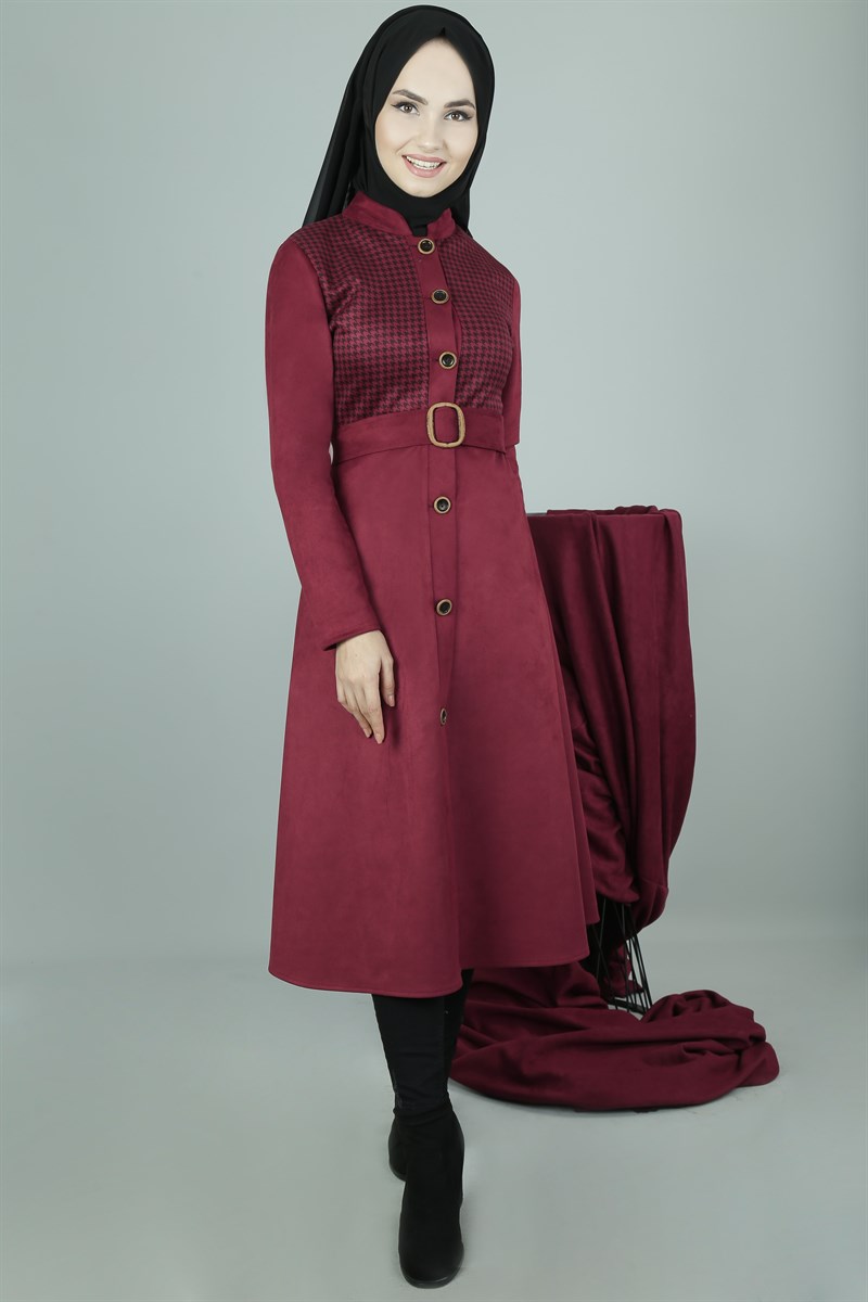 3491 Kazayağı Baskılı Bordo Kap