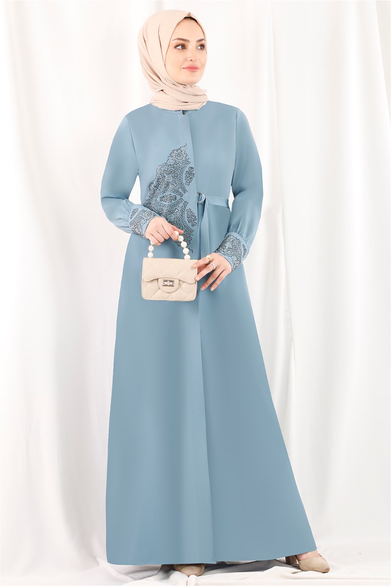 3559 Taş Desenli Bebe Mavisi Ferace