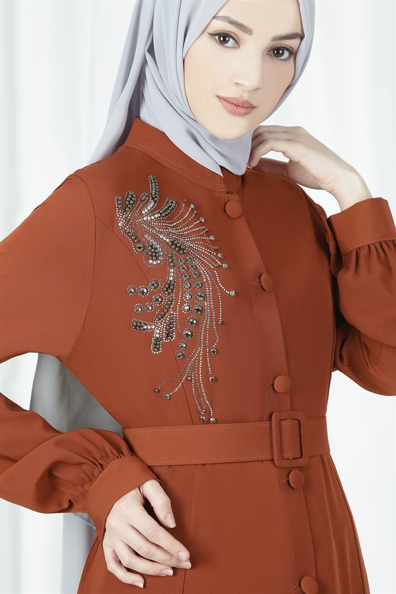 3572 Taş Desenli Kiremit Ferace