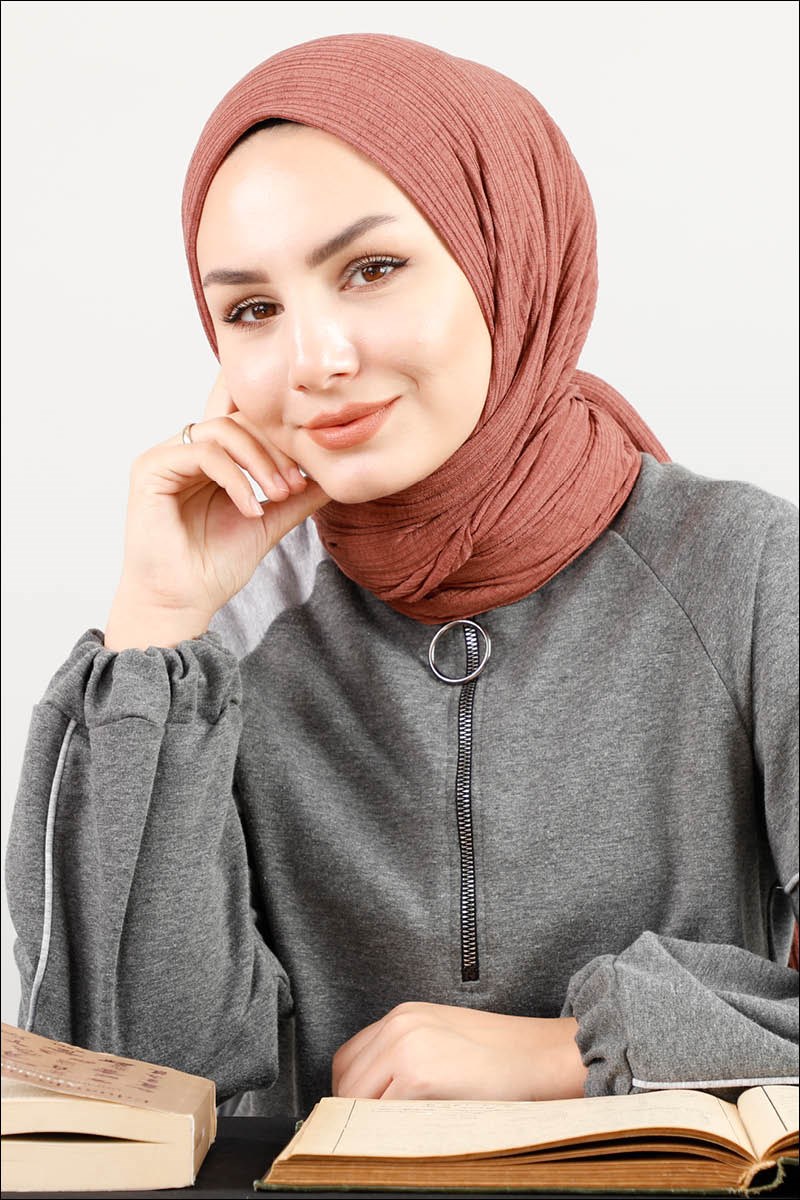 4414 Örme Spor Gül Kurusu Şal