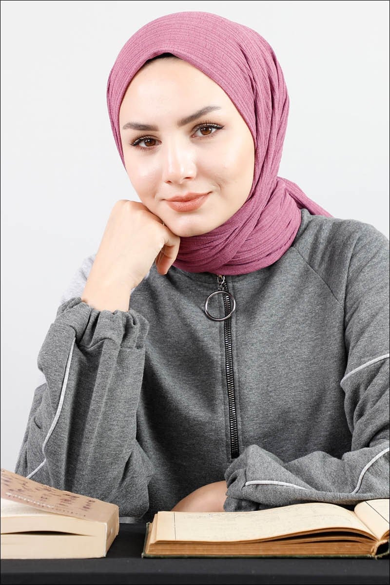 4414 Örme Spor Pembe Şal