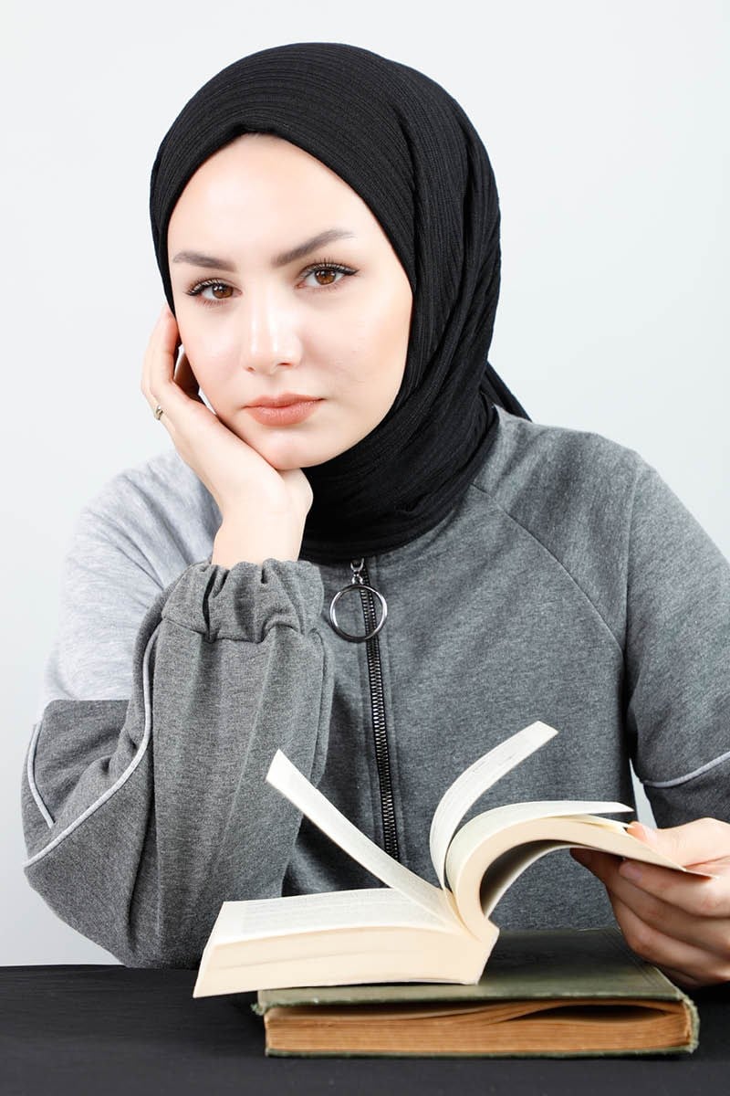 4414 Örme Spor Siyah Şal