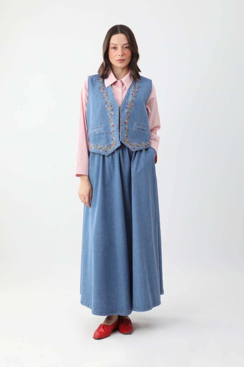 Alçiçek Denim Takım Koyu Mavi