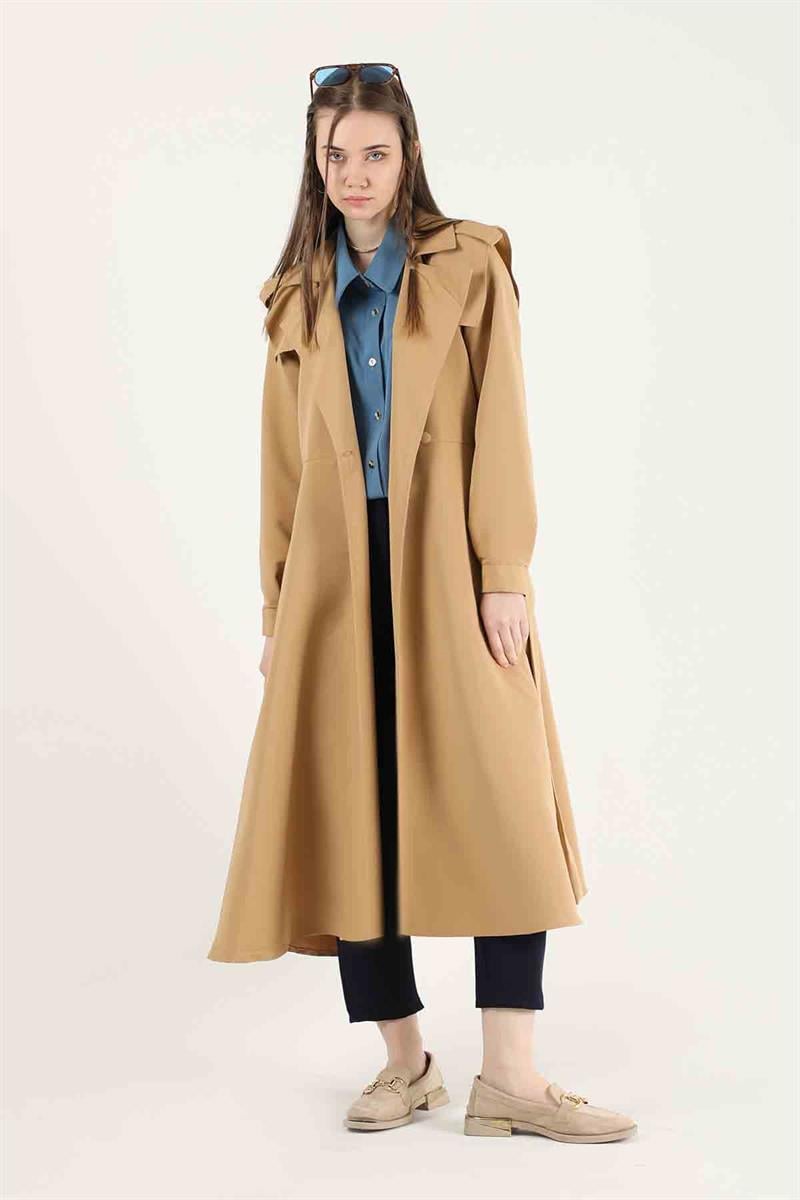 Epaulette Detailed Trench Coat Biscuit
