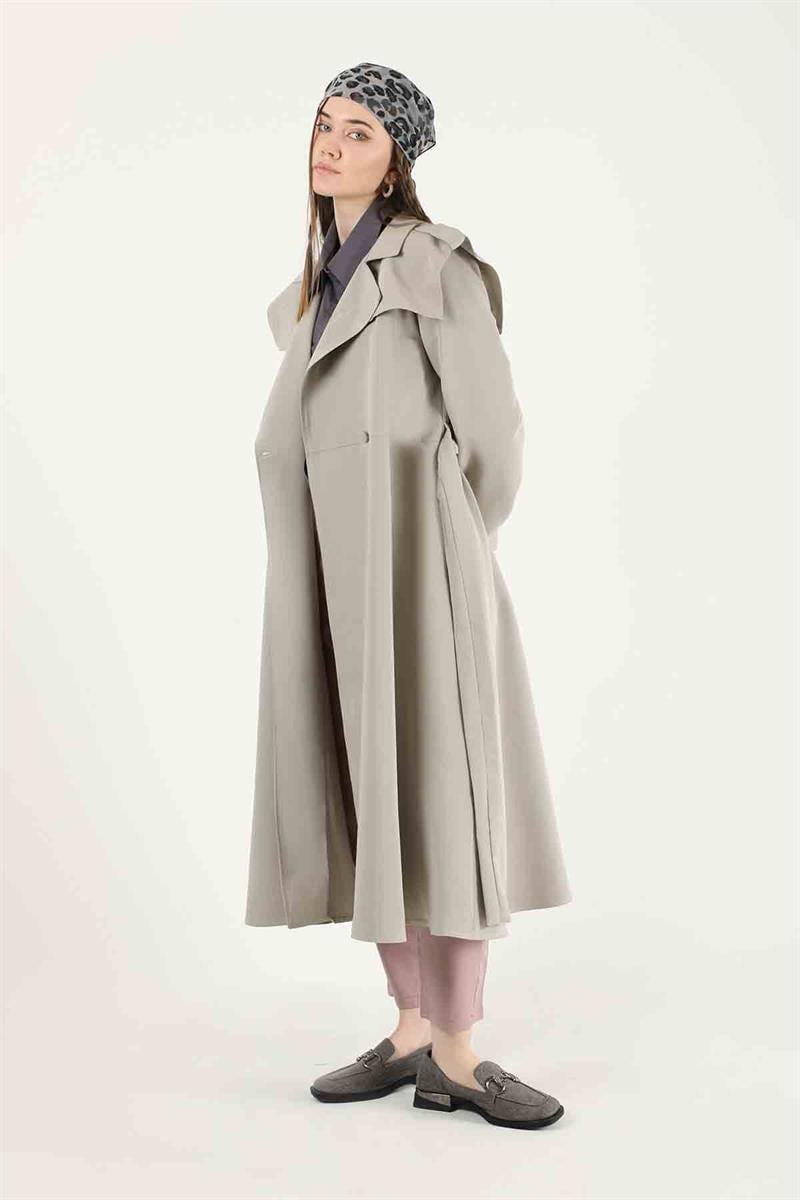 Epaulette Detailed Trench Coat Gravel