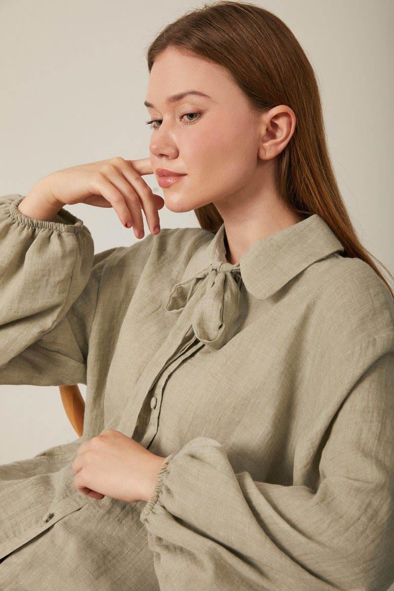 Bağlamalı Vual Gömlek Taş