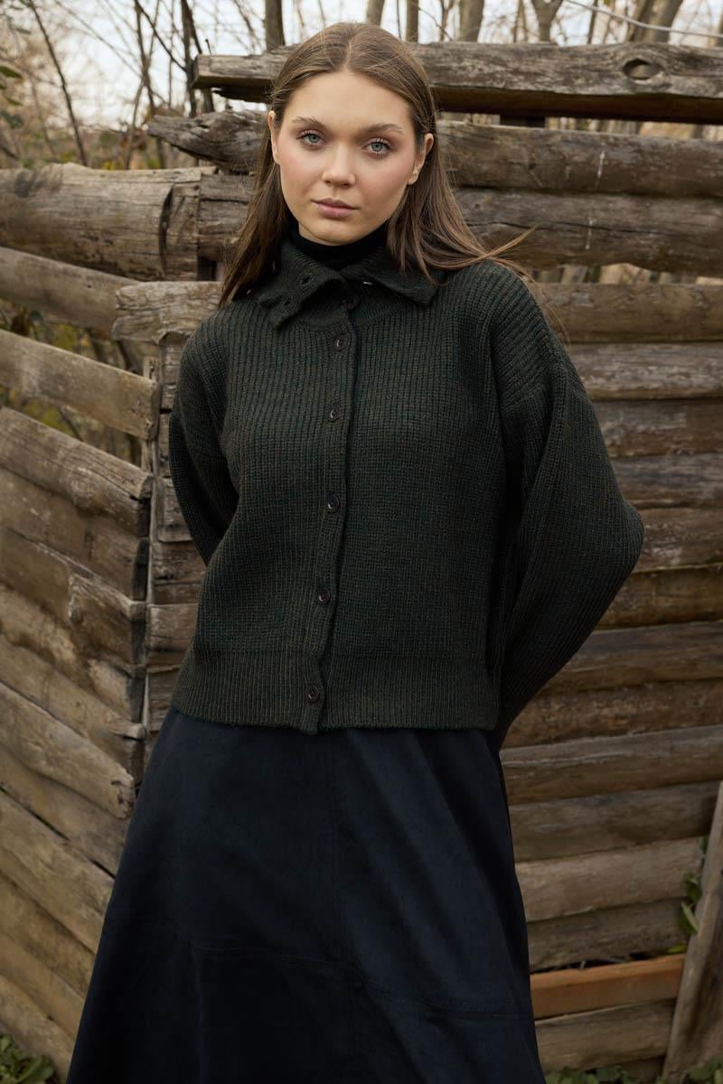 Balıkçı Yaka Hırka Haki