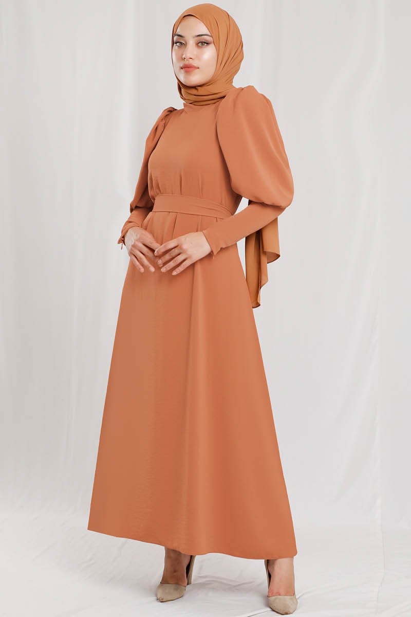 Balon Kol Elbise Oranj