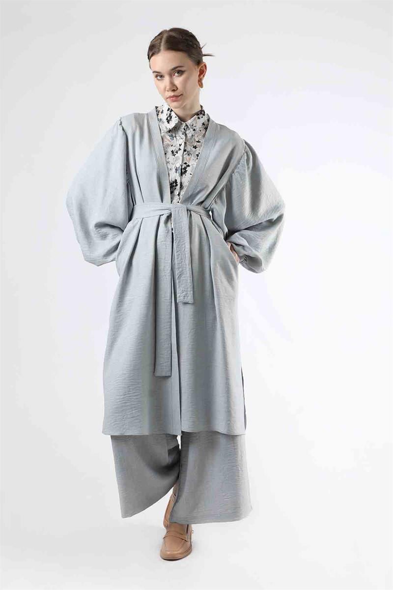Balon Kol Kimono Takım Gri