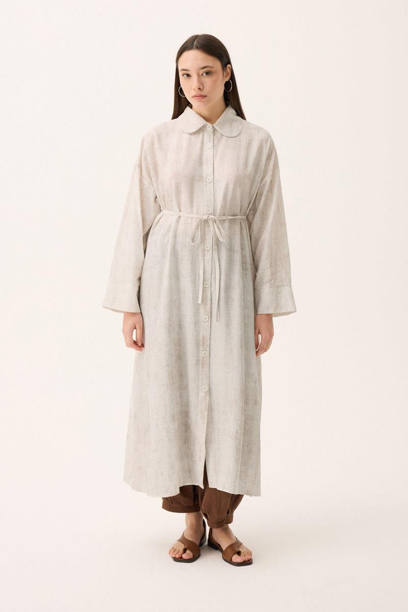 Bebe Yaka Tilbe Elbise Beyaz