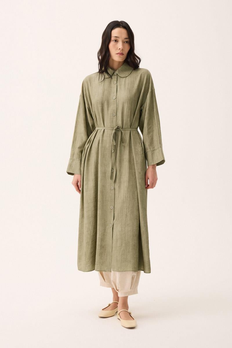 Bebe Yaka Tilbe Elbise Haki