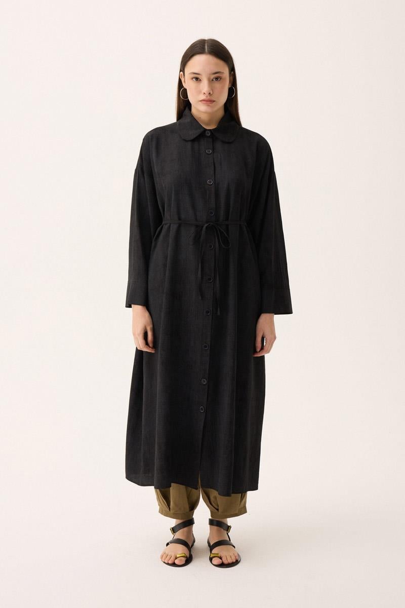 Bebe Yaka Tilbe Elbise Siyah