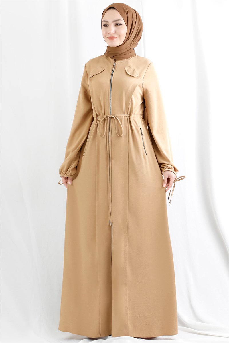 Beli Bağcıklı Camel Ferace