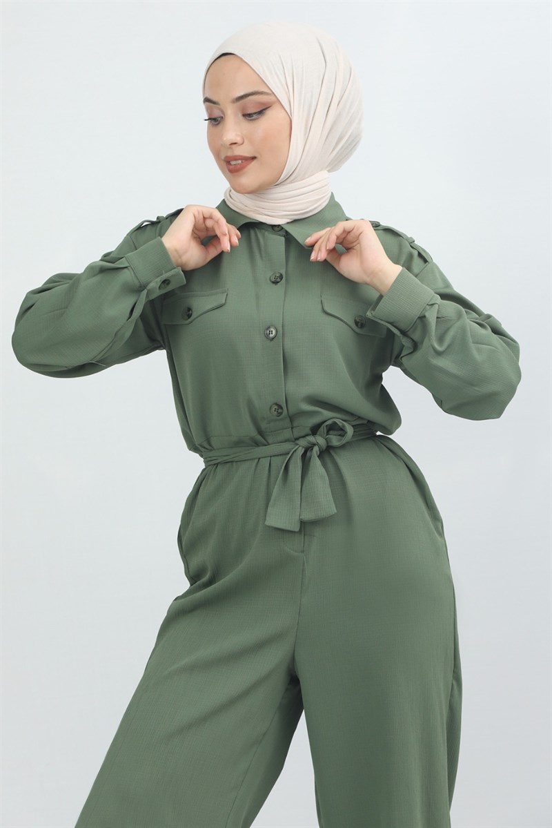 Belted Sports Overalls Green