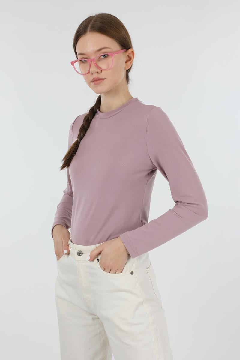 Bisiklet Yaka Body Gül Kurusu