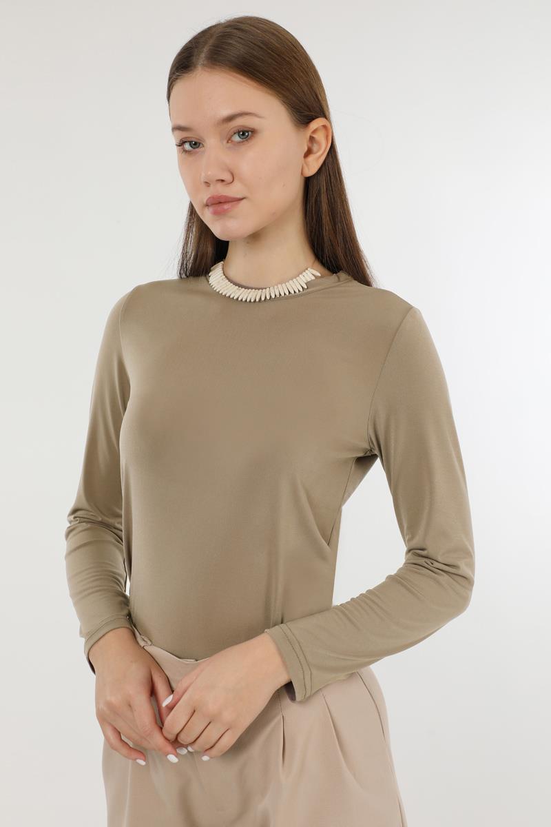 Bisiklet Yaka Body Koyu Taş