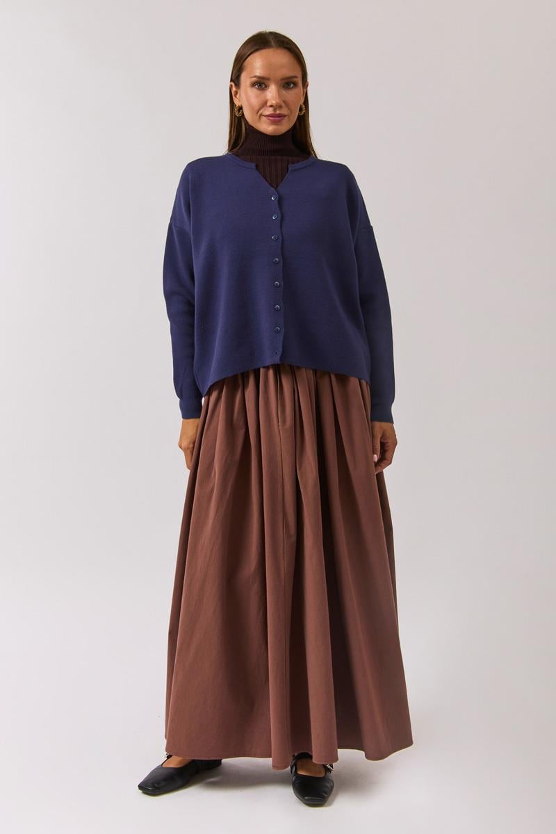 Bisiklet Yaka Premium Triko Hırka Lacivert