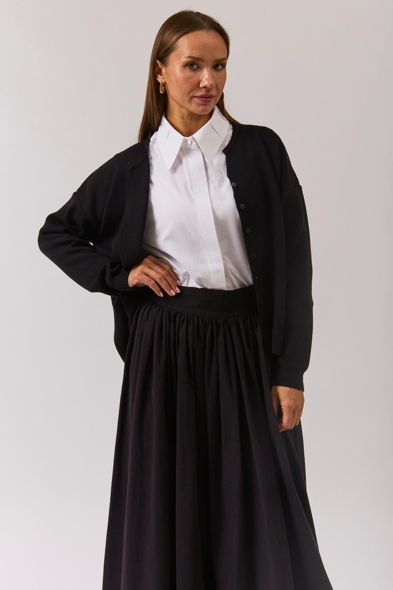 Bisiklet Yaka Premium Triko Hırka Siyah