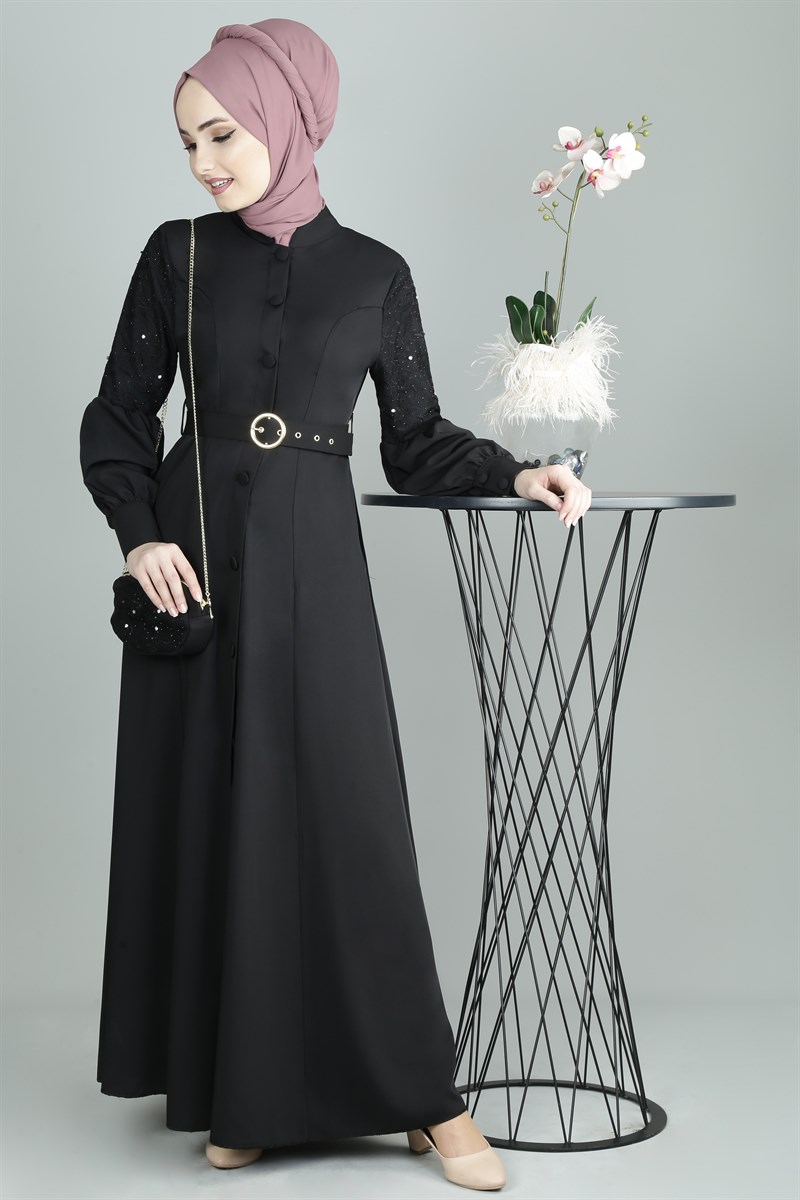 Çantalı Siyah Ferace