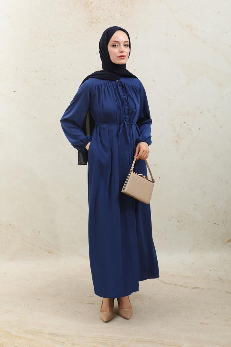Çift Düğmeli Elbise Lacivert