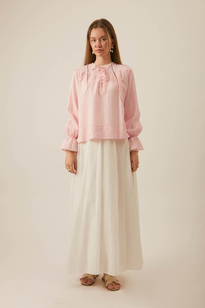 Çizgi Dokulu Gömlek Pudra