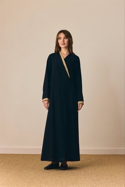 Dantelli Kruvaze Abaya 