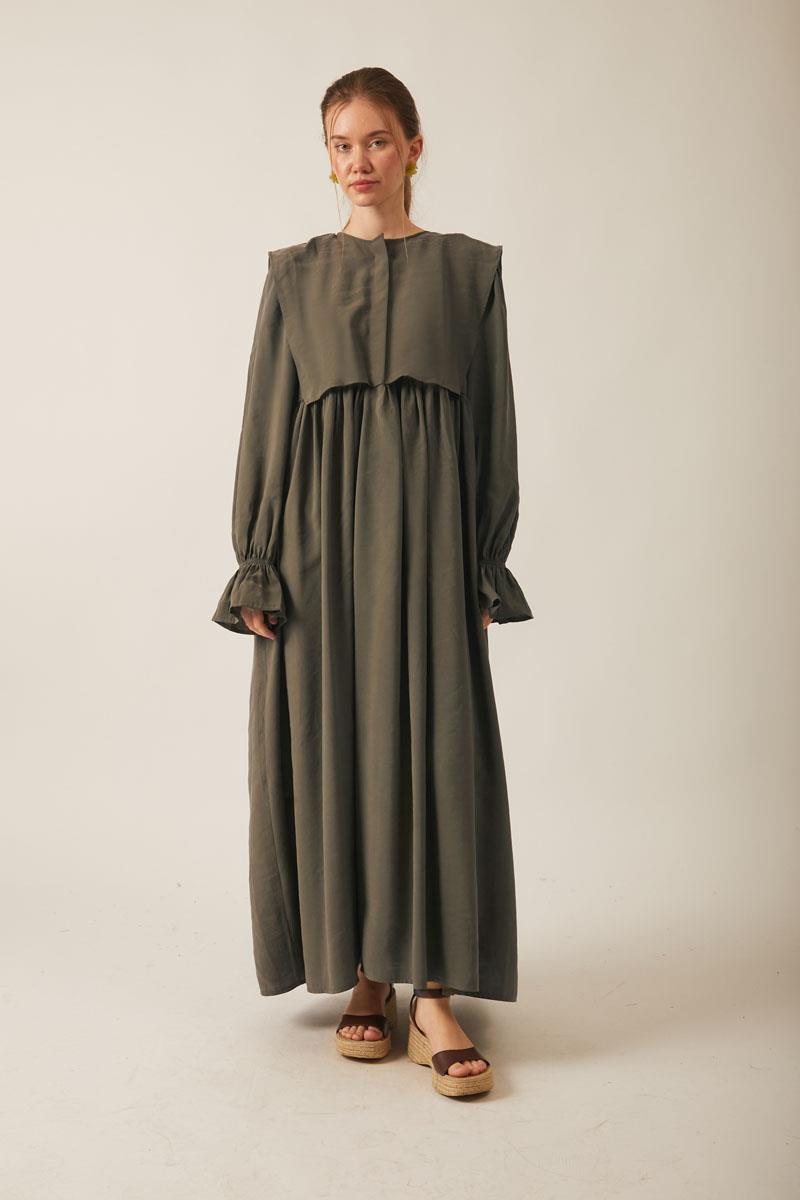 Deren Modal Elbise Haki