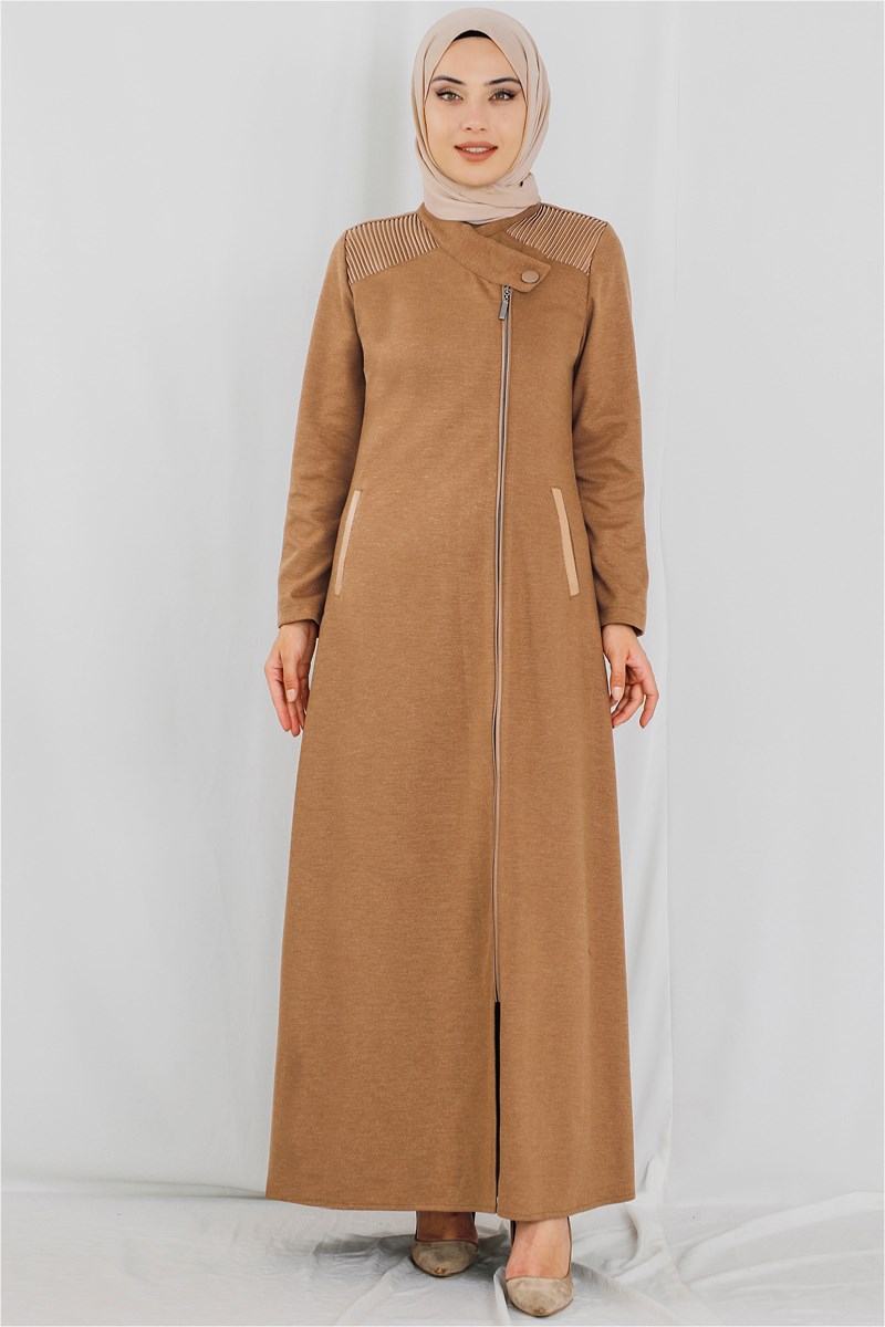 Deri Detaylı Camel Ferace