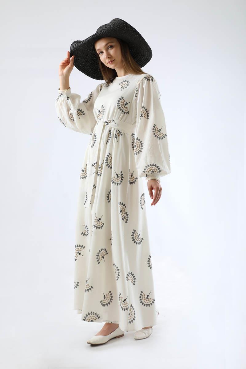 Deseni Nakışlı Elbise Siyah