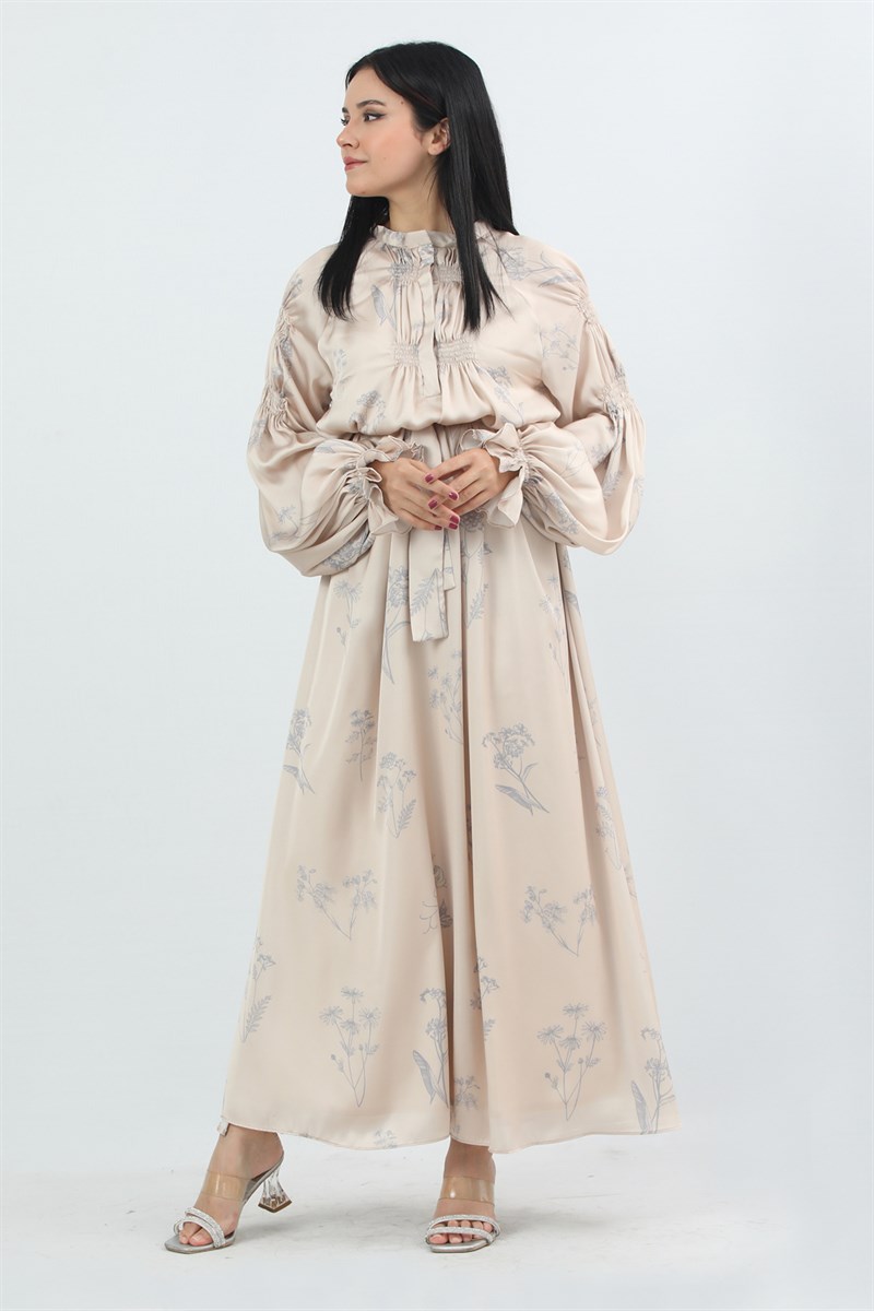 Dıamond Saten Elbise Pudra