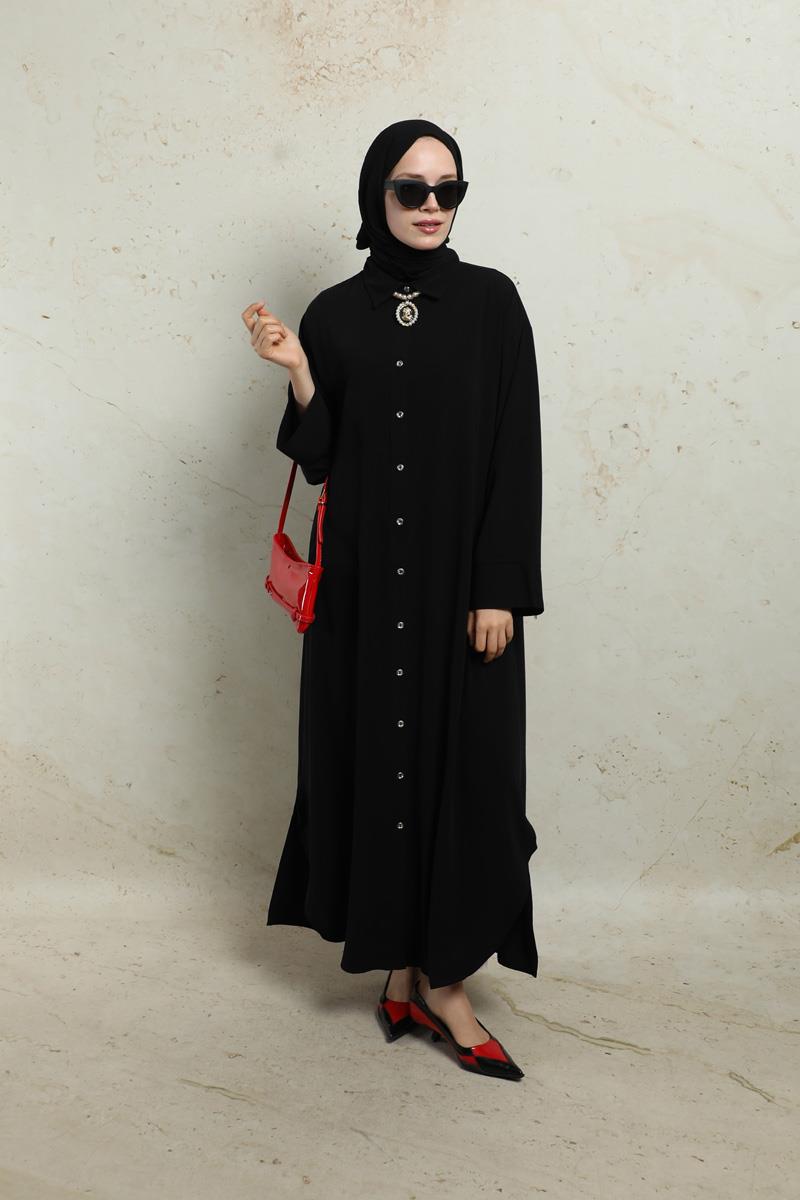 Duble Kol Salaş Gömlek Siyah