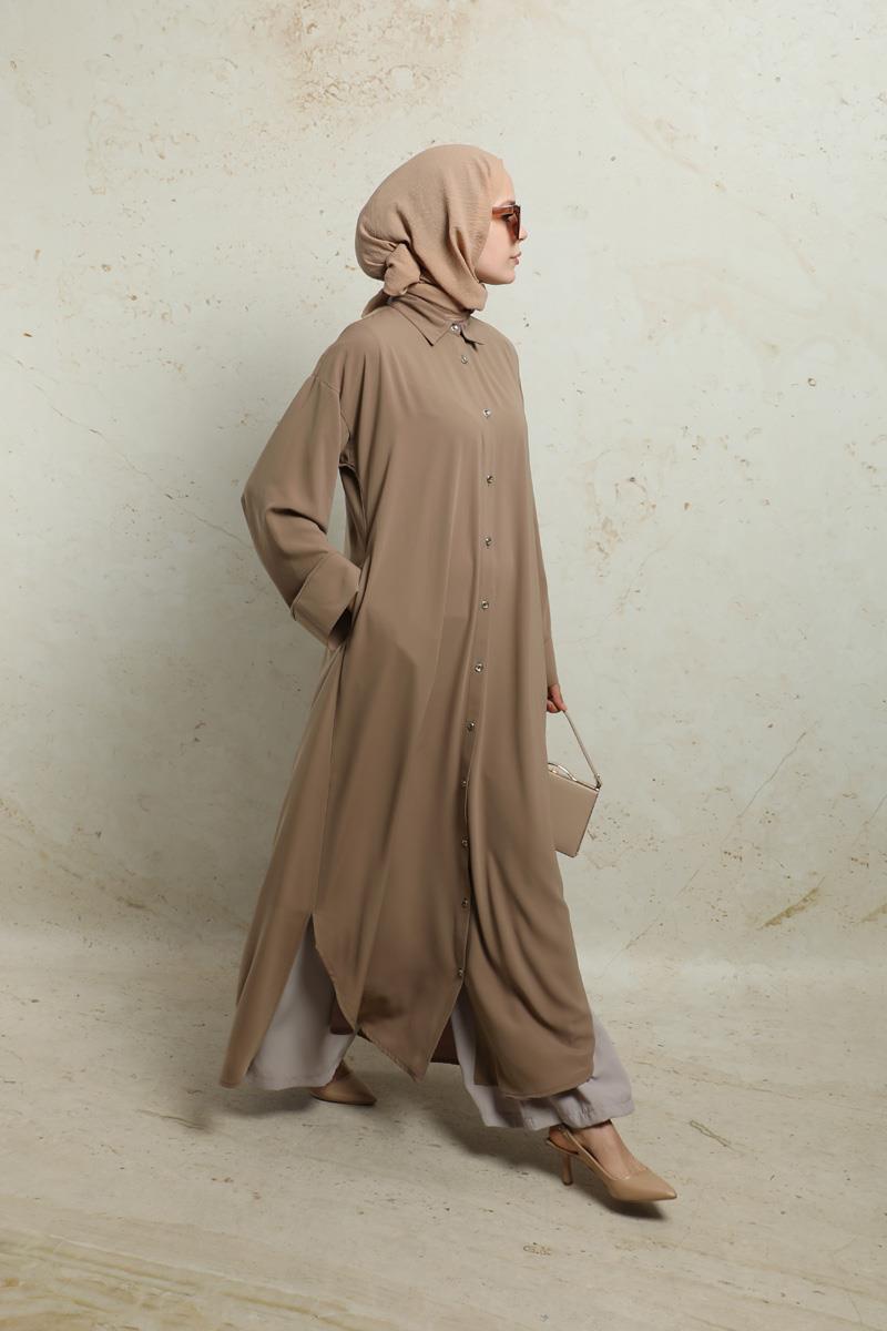 Duble Kol Salaş Gömlek Taba