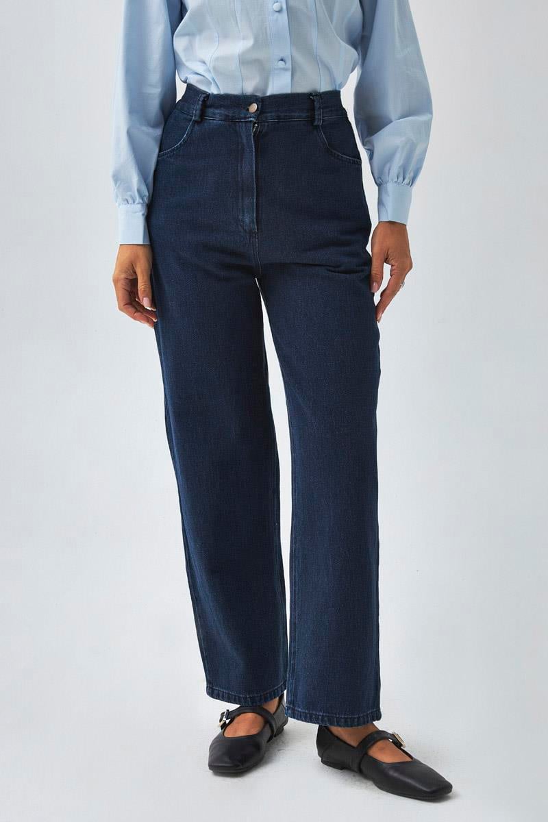Düz Kesim Denim Pantolon Açık Mavi