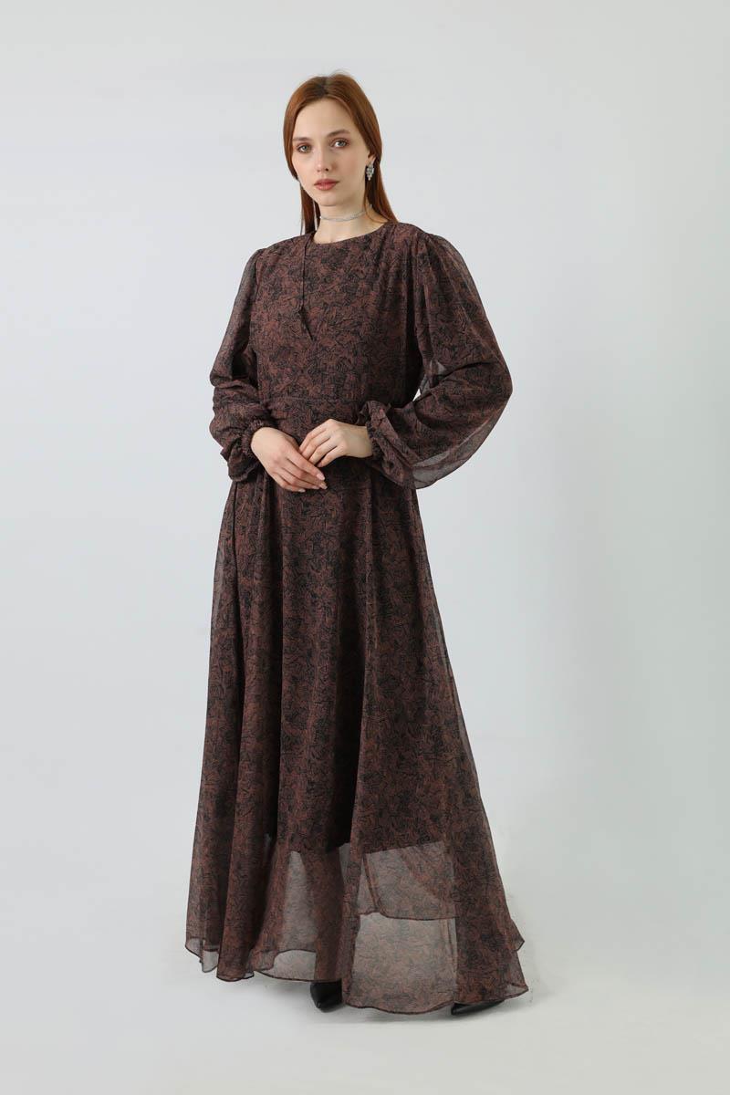 Eva Şifon Elbise Kahve