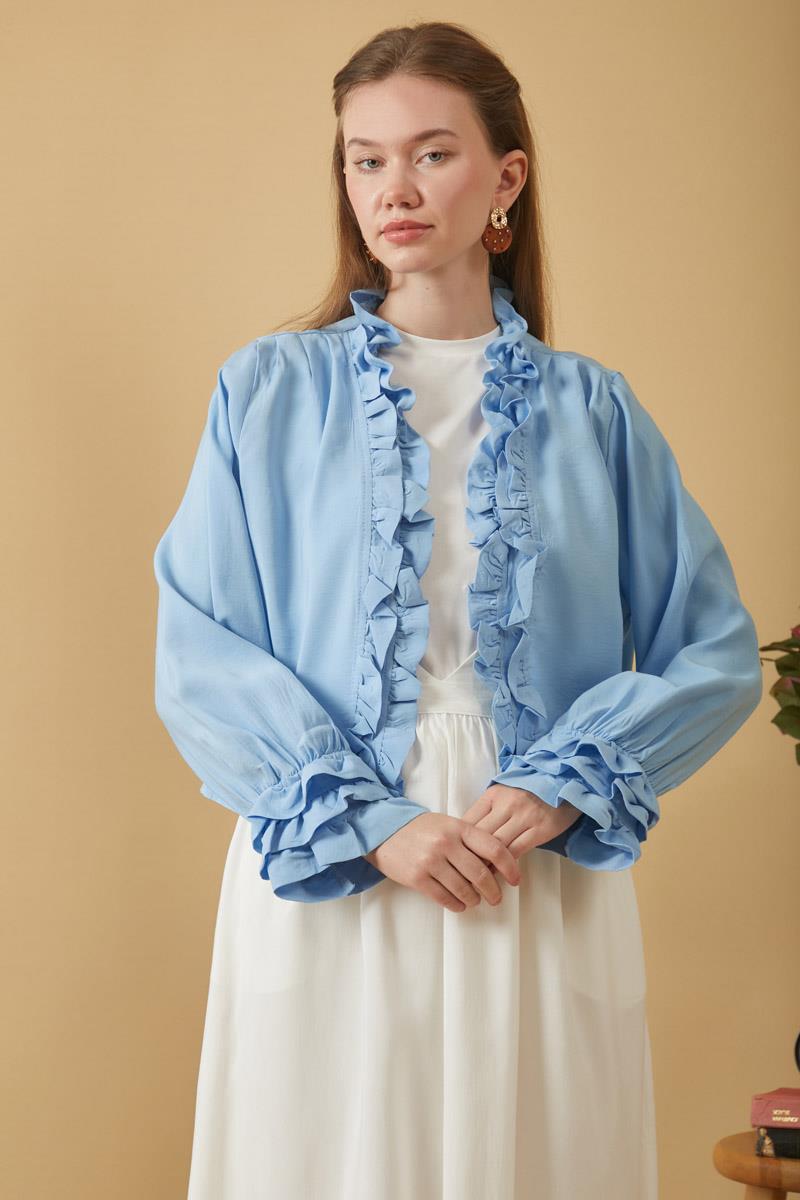 Fırfır Detaylı Bluz Bebe Mavisi