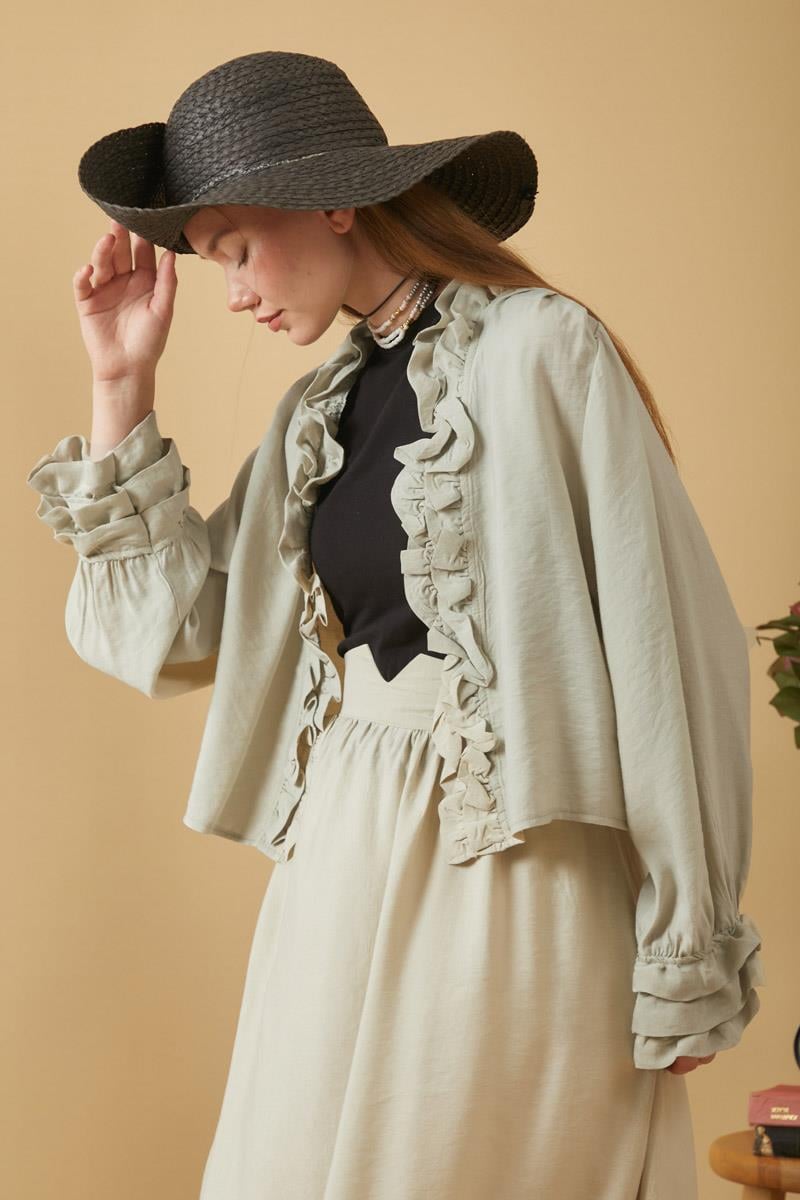 Fırfır Detaylı Bluz Taş