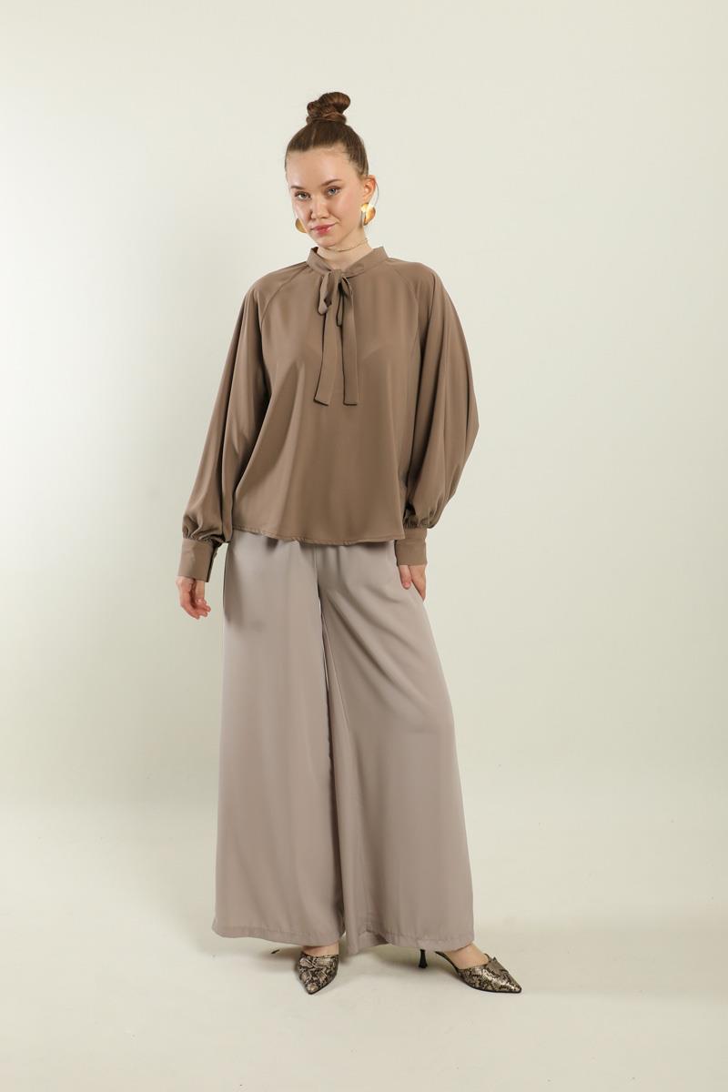 Fularlı Gömlek Camel