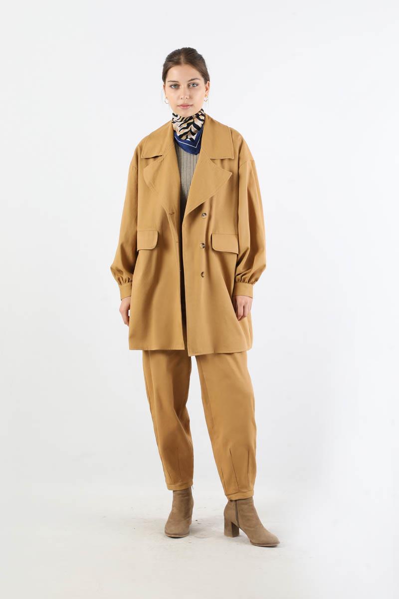 Gabardin Ceket Takım Camel