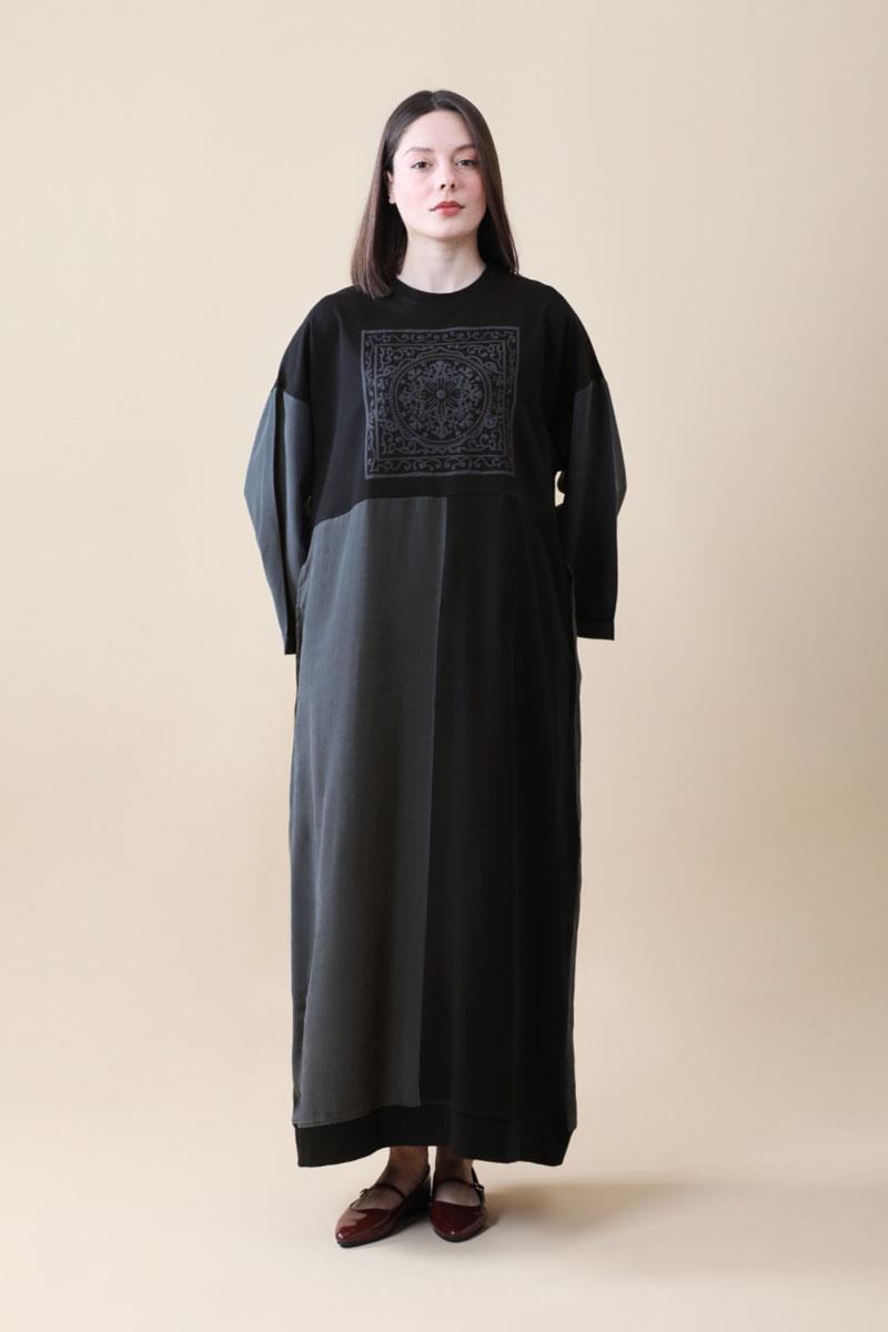 Garnili Sweat Elbise Siyah