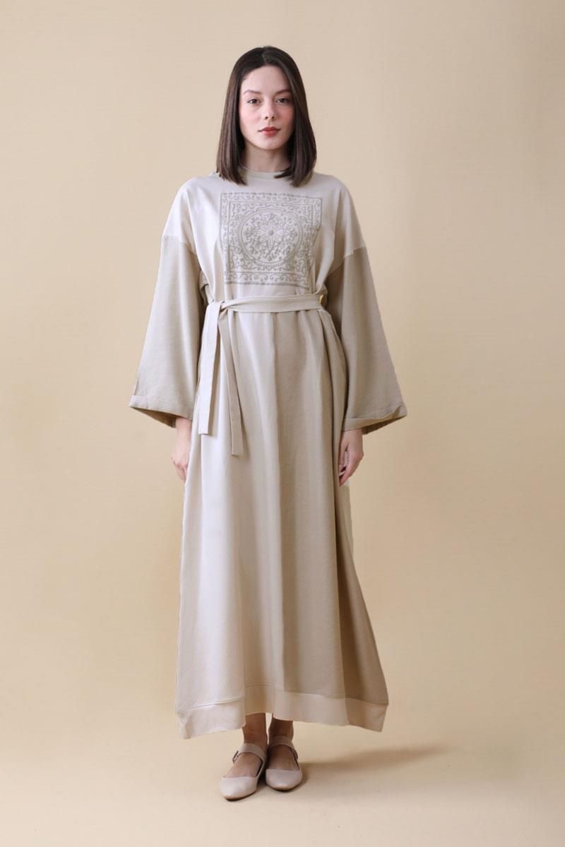 Garnili Sweat Elbise Taş