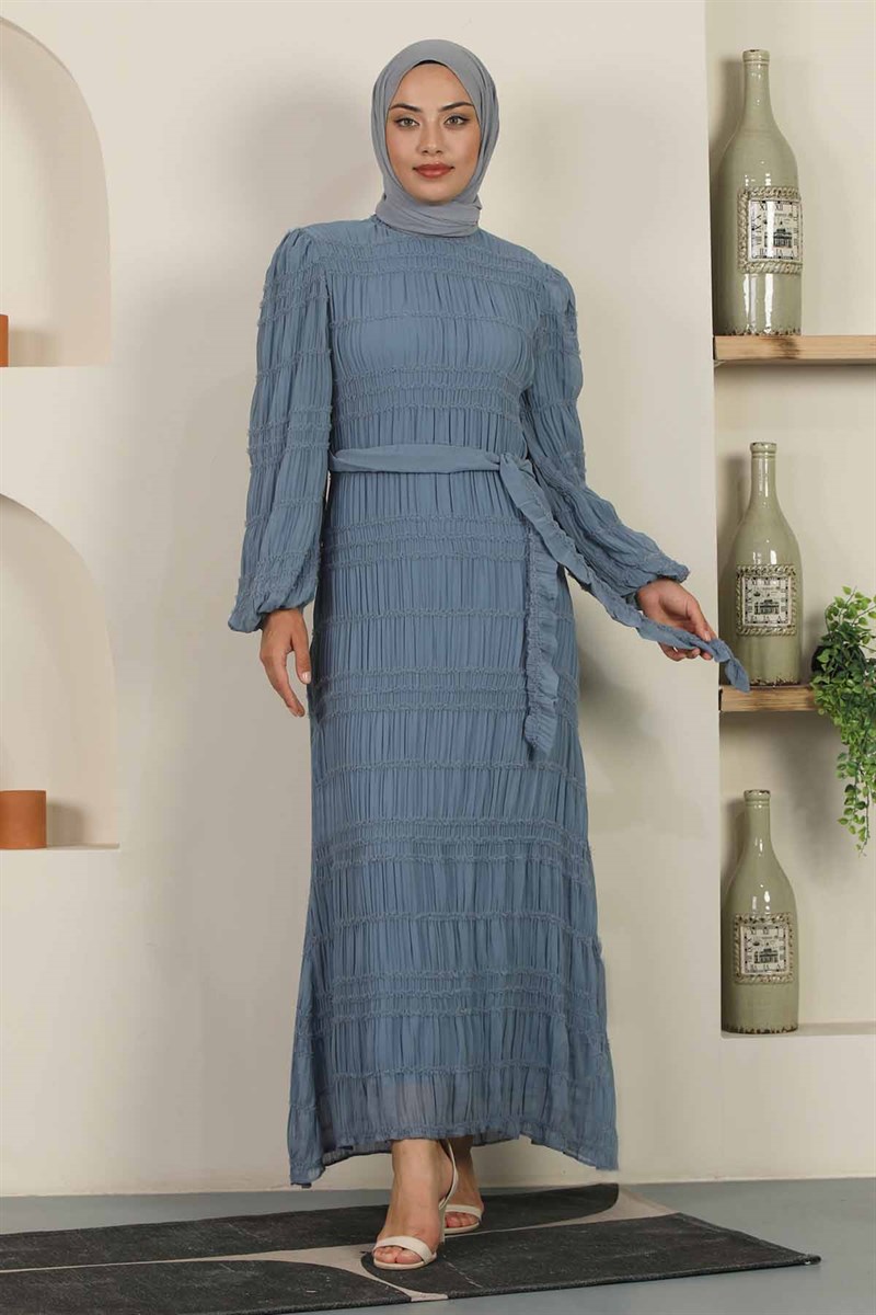 Gipeli Şifon Elbise İndigo