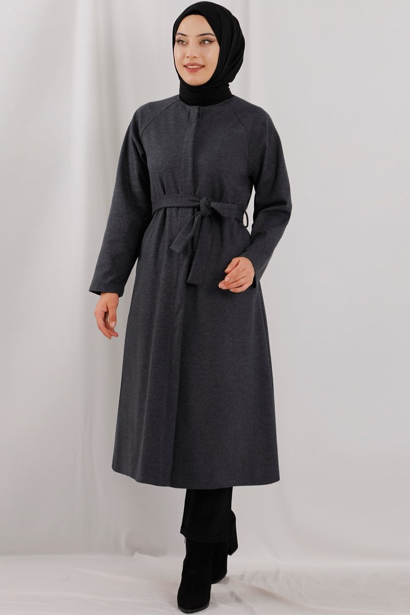 Gizli Düğmeli Kap Antrasit