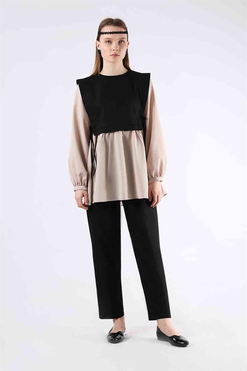 Gömlekli Tunik Takım Siyah