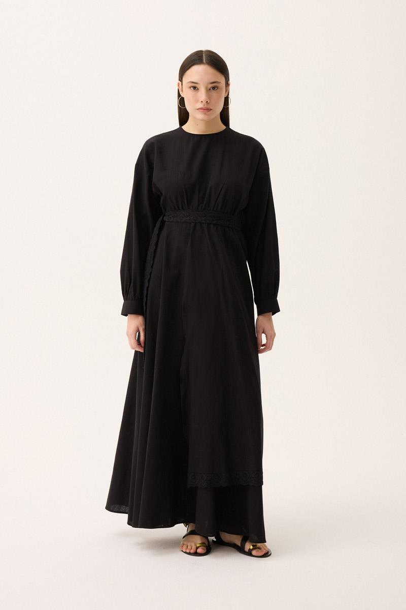 Güpürlü Zeren Elbise Siyah