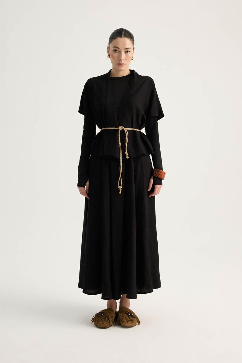 Hasır Biyeli Etek Takım Siyah