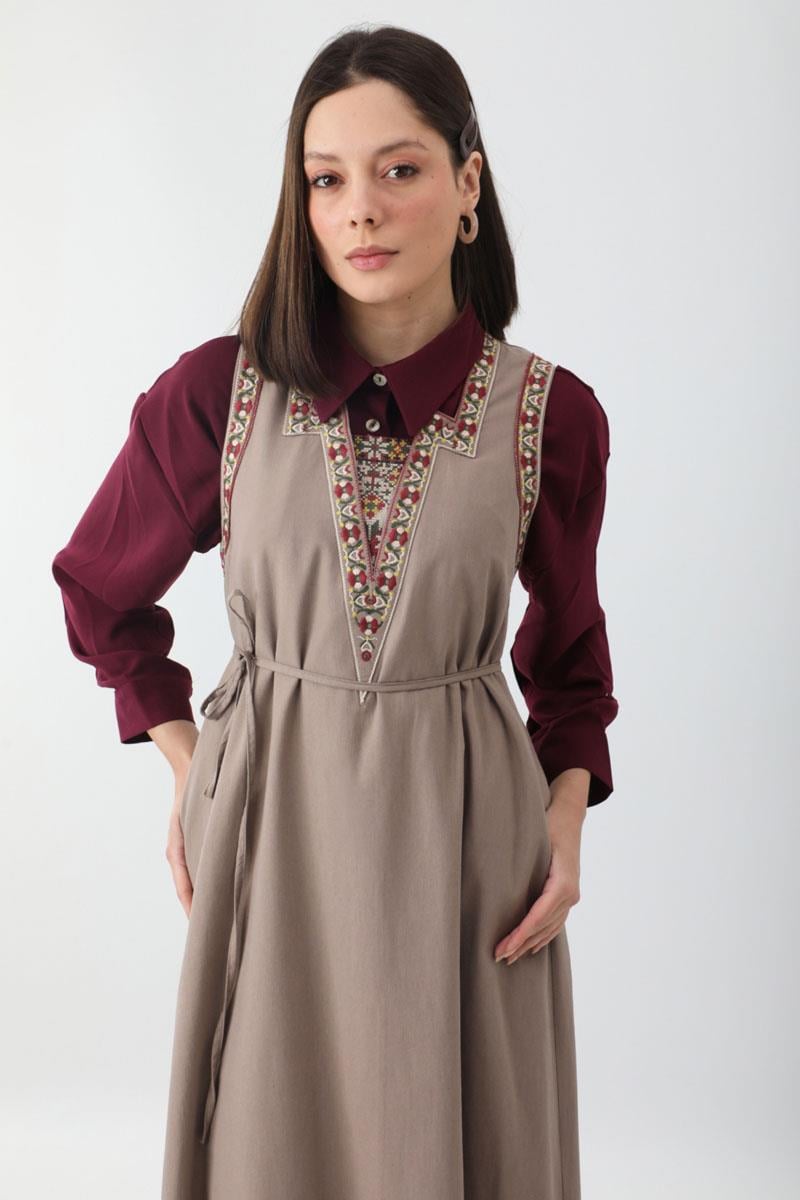 Hazal Etnik Nakışlı Jile Vizon