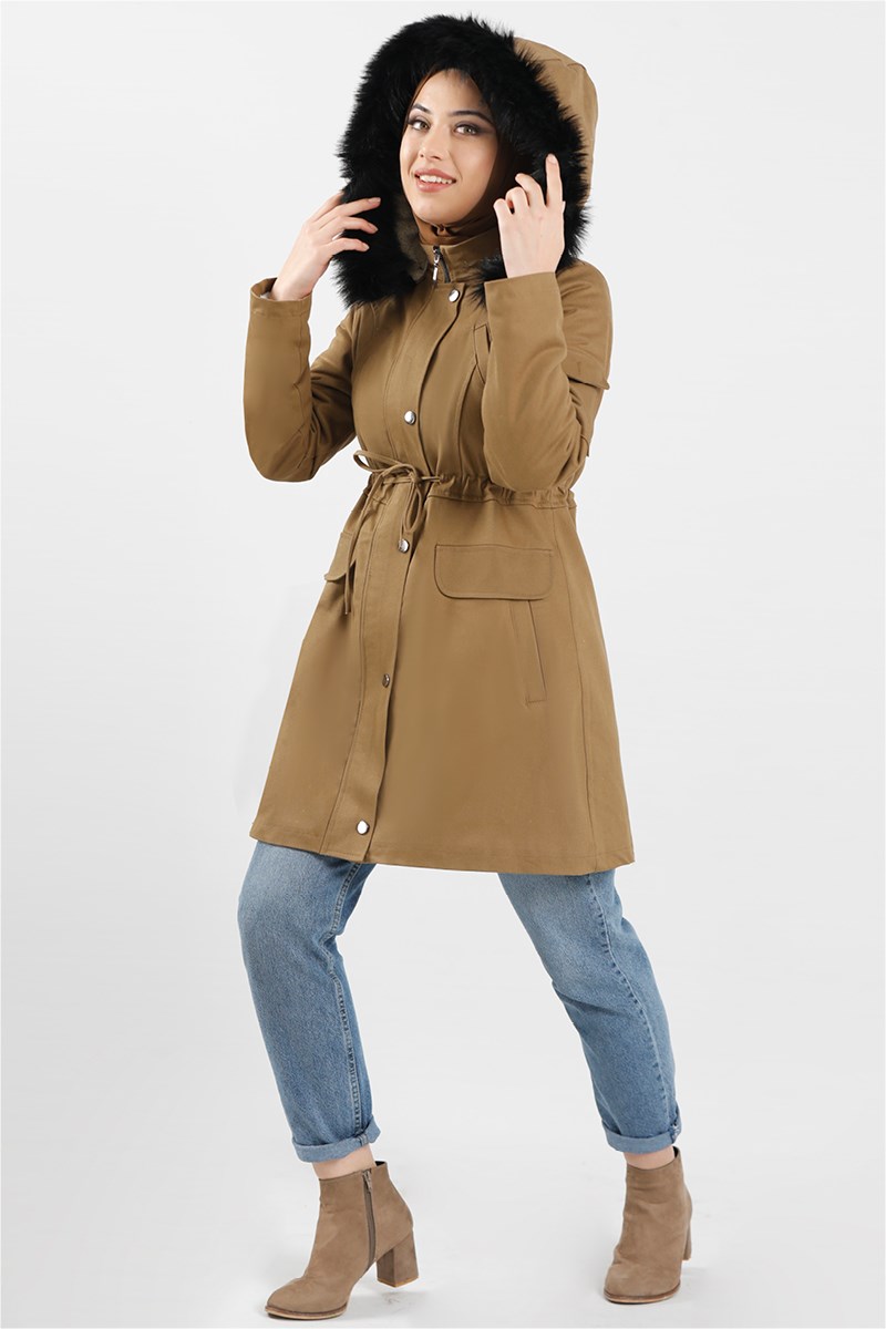 Kapüşonlu Kısa Kaban Taba