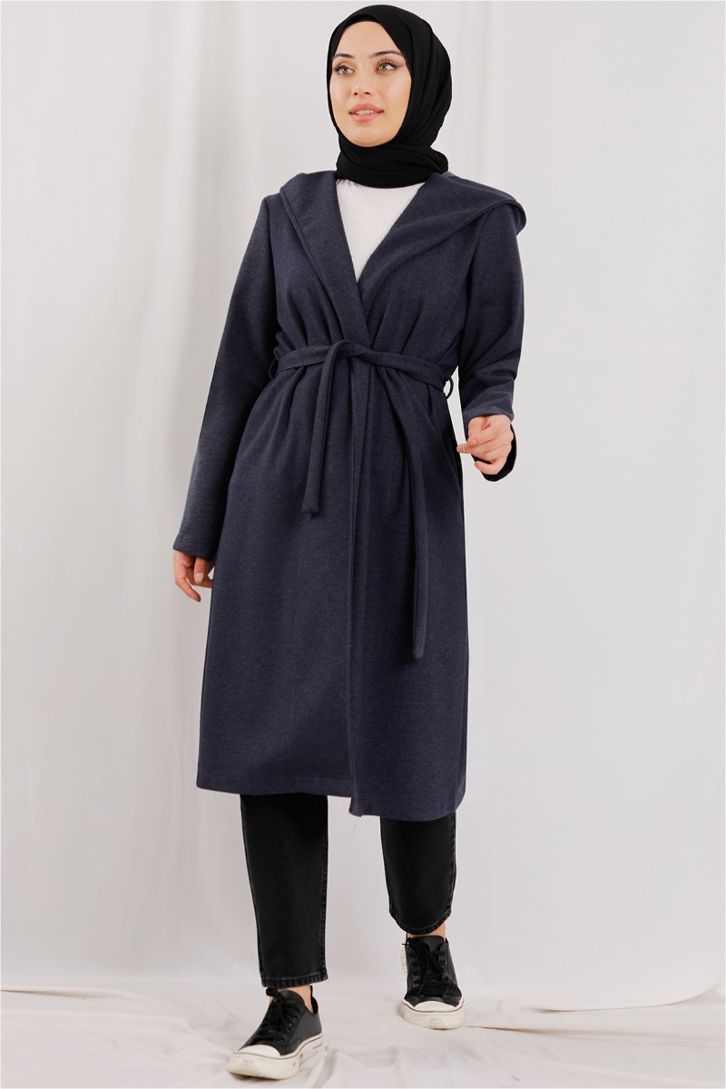 Kapüşonlu Şal Yaka Kap Antrasit