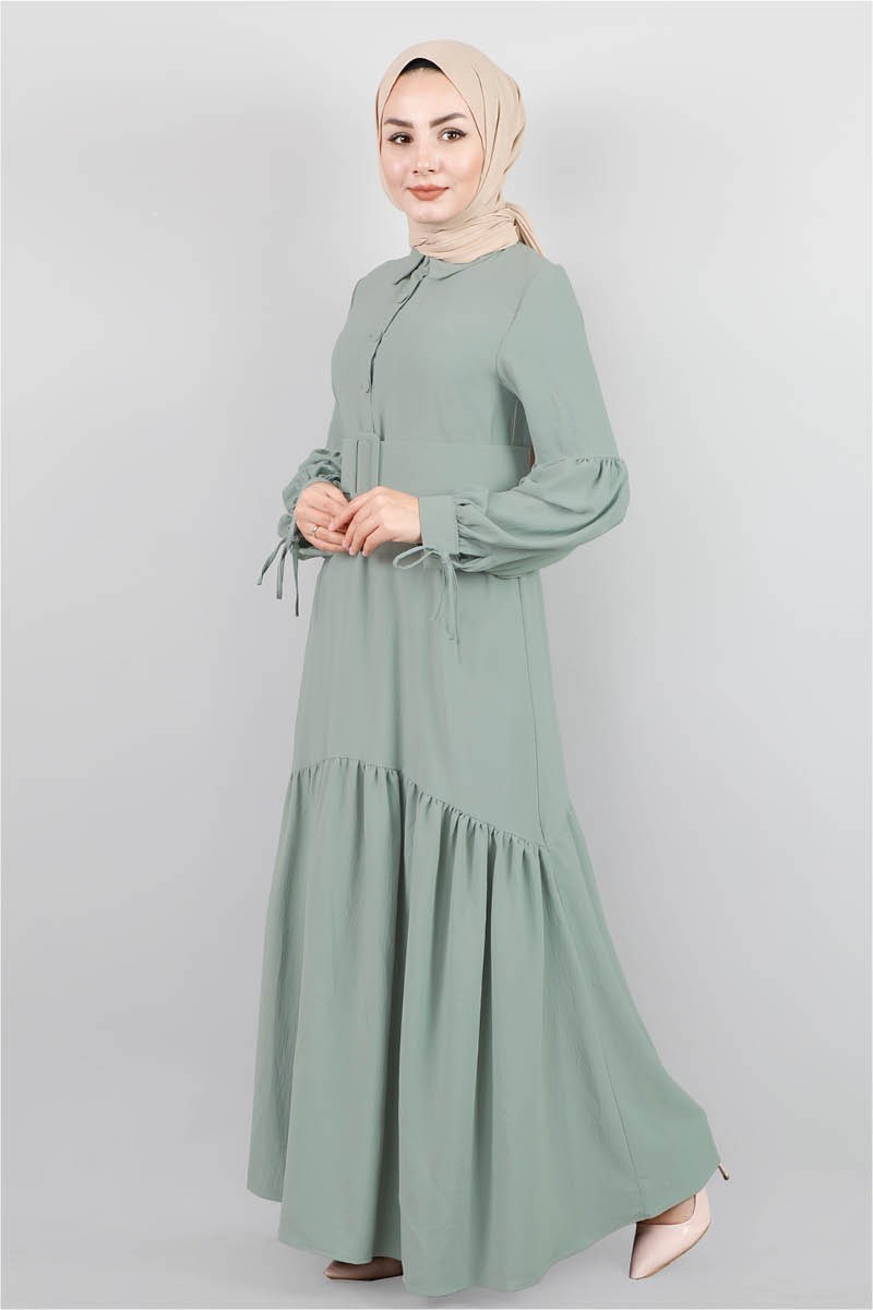 Kemer Kol Detaylı Mint Elbise