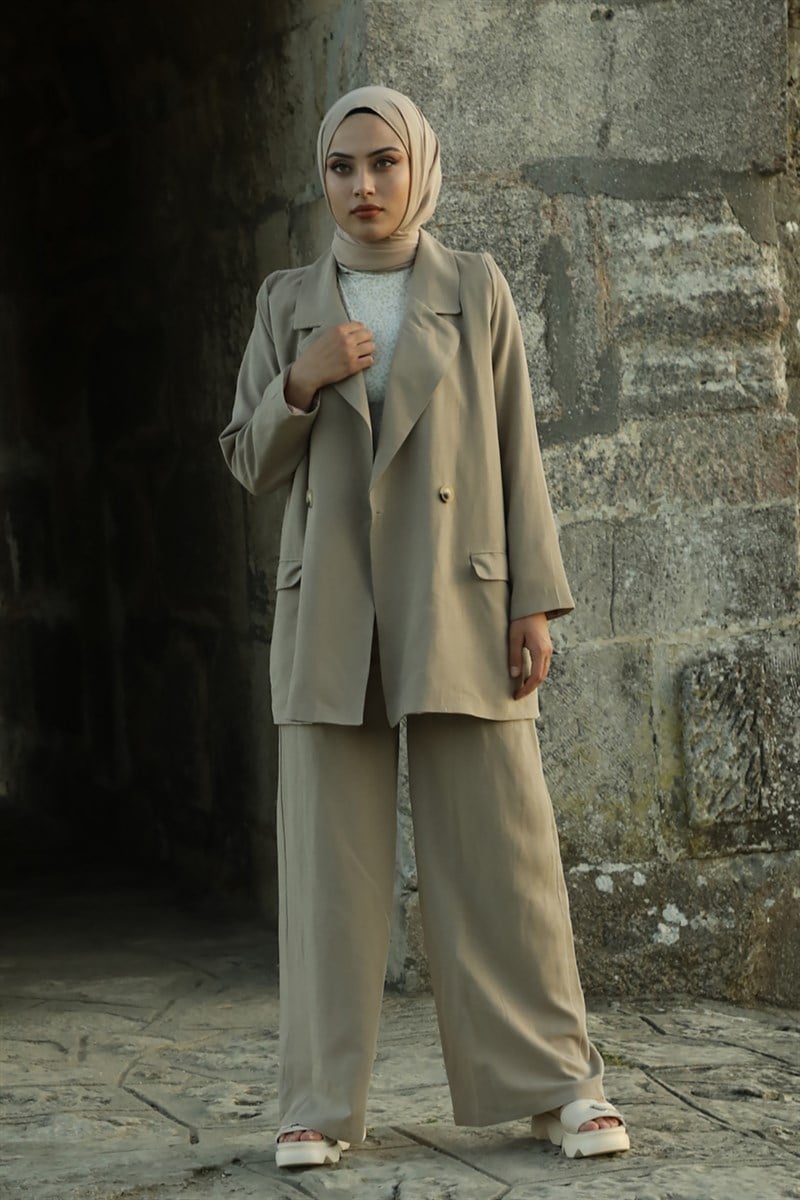 Linen Jacket Double Suit cappuccino